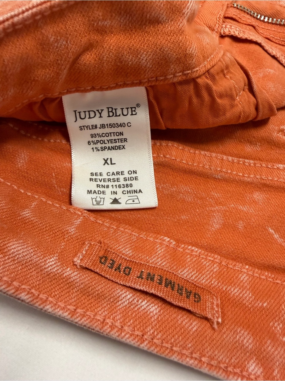 Judy Blue Orange Acid-Wash Frayed Hem Denim Shorts - Picture 7 of 14